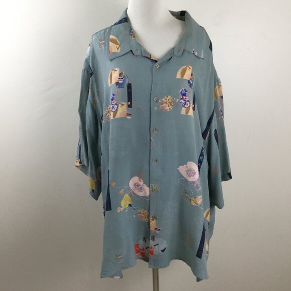 Citron Santa Monica Silk Sage Green Button Up Top 3x/xxxl - Picture 7 of 7